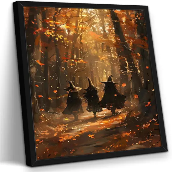Framed Halloween Witch Canvas {1}