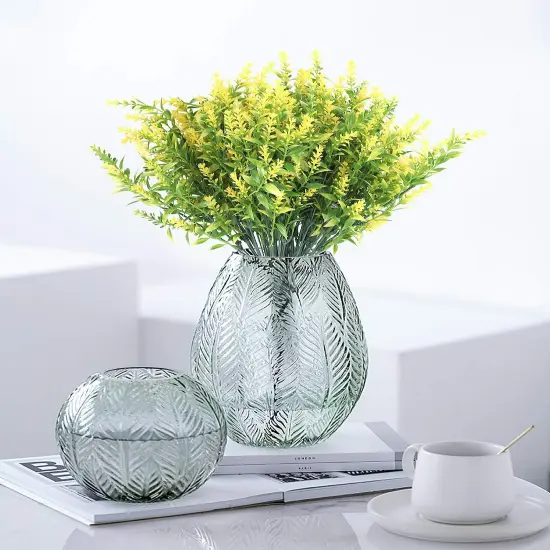 8 Bundles Artificial Lavender Bush Flowers (Yellow) {3}