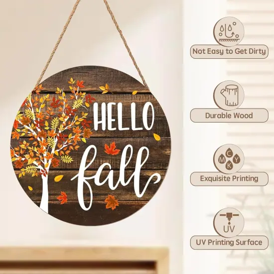 Hello Fall Maple Tree Wreath - 12x12 Inch {4}