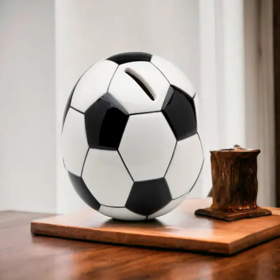 Ceramic Soccer Piggy Bank, Home Décor, Gift for Him, Gift for Dad, Gift for Son, Kid's Room Décor, Game Room Decor {2}