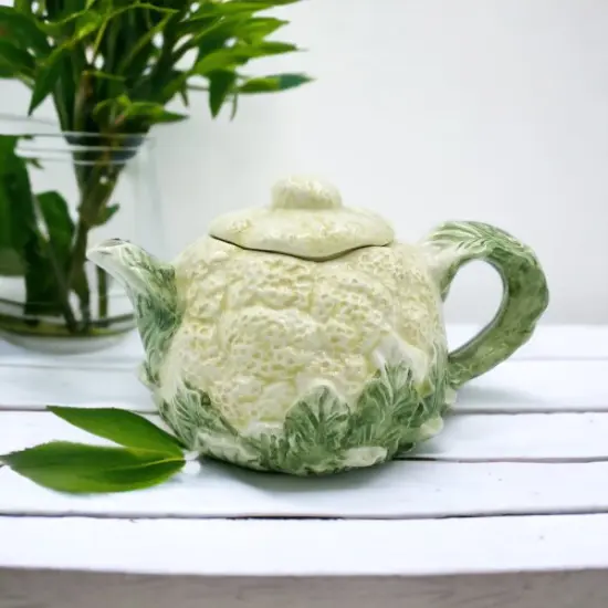 Ceramic Mini Cauliflower Teapot, Gift for Her, Gift for Mom, Tea Party D&eacute;cor, Caf&eacute; D&eacute;cor, Farmhouse Kitchen D&eacute;cor {1}