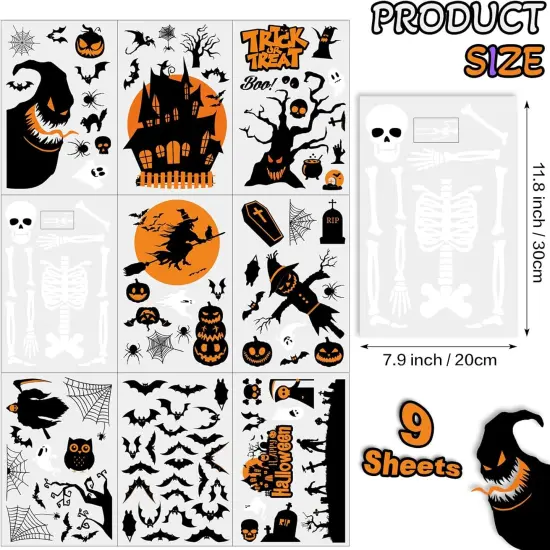 9 Sheets Window Clings Decals - Halloween Monster {3}