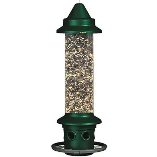 Green Squirrel Proof Bird Feeder with Perch Ring and 3-Quart Seed Capacity {1}