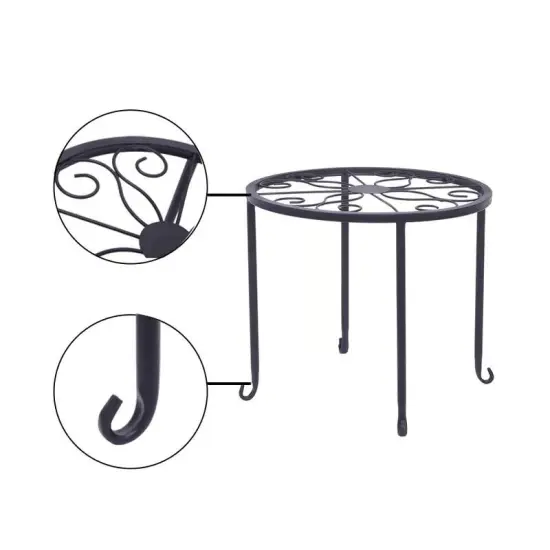 Set of 4 Metal Plant Stands with Floral Cutouts for Home and Garden {2}