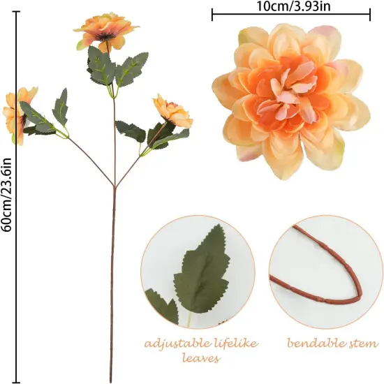 6Pcs Artificial Fall Flowers (Rust+Champagne) {5}