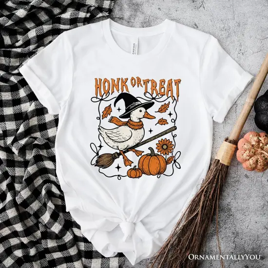 Honk or Treat Goose T-Shirt, Hilarious Halloween Tee for Silly Bird Enthusiasts {6}