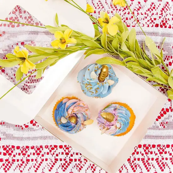 50 Pack 6x6 Bakery Boxes with Window for Desserts, Bulk Treat Containers for Cupcakes, Pastries, Cookies (White) {3}