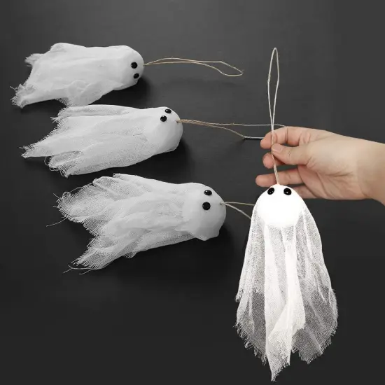 12 Small Hanging Ghost Halloween Party Decoration {3}