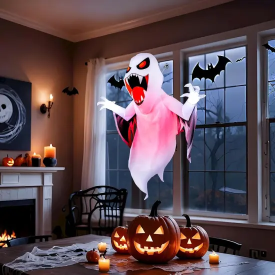 4.3 FT Tall Halloween Window Inflatables Ghost Broke Out {3}