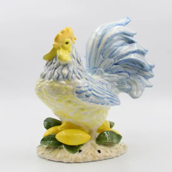 Ceramic Lemon Blue and Yellow Rooster Statue, Home D&eacute;cor, Gift for Her, Gift for Mom, Kitchen D&eacute;cor, Farmhouse D&eacute;cor, Fall Decor {2}