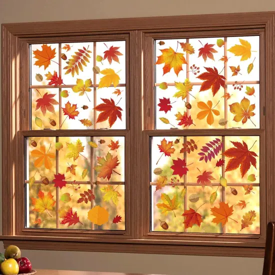 216 Pcs Fall Window Clings Stickers Fall Window Decorations {3}
