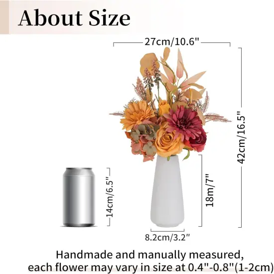 Artificial Fall Autumn Flower in Vase - Red & Orange {2}