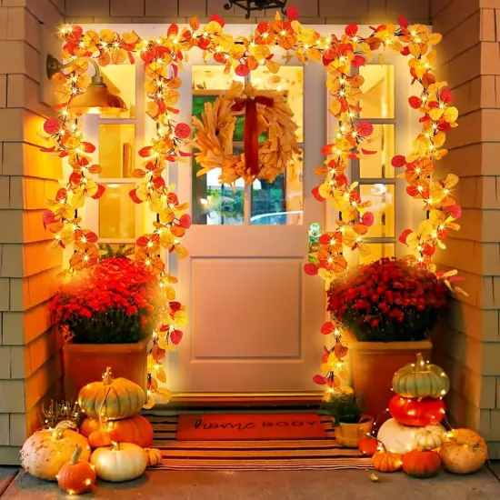 6FT Fall Eucalyptus Garland with Lights Fall Decorations Battery Operated {2}