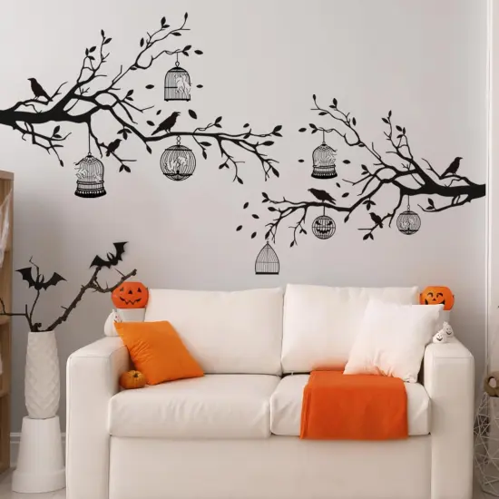 2 Sheets Halloween Gothic Wall Decals - Removable Raven Stickers {3}