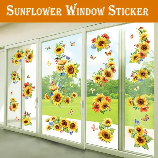 Sunflower Window Clings Spring Decorations Supply Summer Sticker {4}