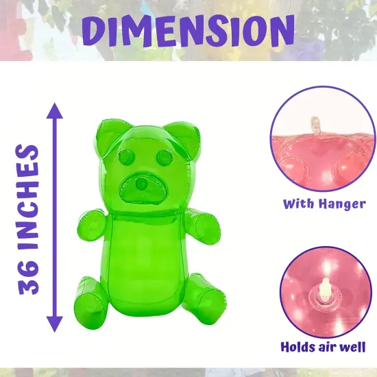 4E's Novelty 2 Pack Inflatable Gummy Bears - 36'' Large Fun Gummy Bear Party Decorations, Colorful Gummy Bear Decor, Perfect Gummy Bear Party Favors {3}