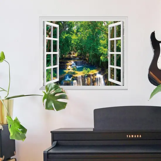 Jungle Waterfall Faux Wall Decal - 24"x16" {5}