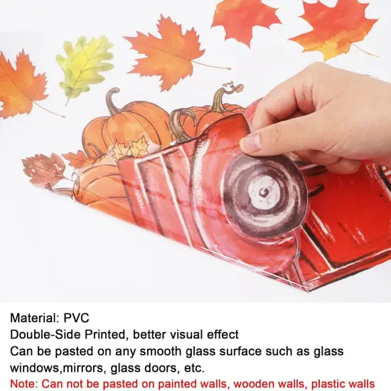 6 Sheets Fall Window Clings Watercolor Truck Pumpkin Maple Leaves {3}