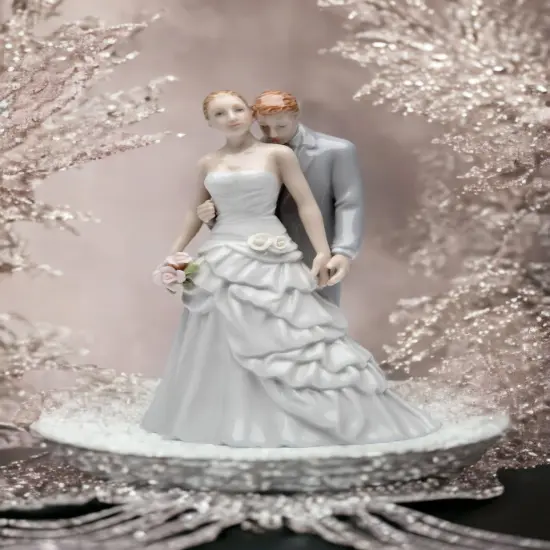 Hand Crafted Ceramic Groom Kissing Bride Wedding Figurine, Wedding D&eacute;cor, Wedding Gift, Wedding Favor, Anniversary D&eacute;cor, Anniversary Gift {1}