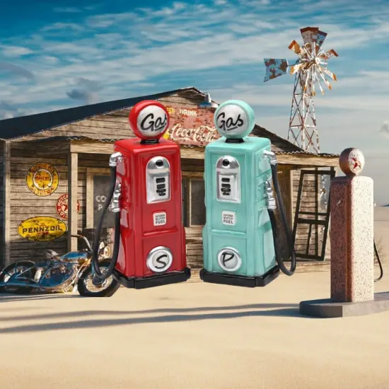 Ceramic Red and Green Gas Pump Salt and Pepper Shakers, Home D&eacute;cor, Gift for Him, Gift for Dad, Kitchen D&eacute;cor, Dining Table D&eacute;cor {2}