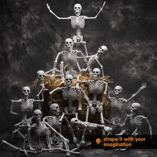 6 PCS 16" - Full Body Moveable Joints Hanging Skeletons for Indoor Outdoor {3}