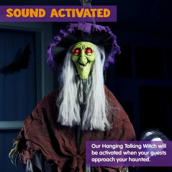 59&rdquo; Halloween Decorations Outdoor Hanging Witch Talking Decor {3}