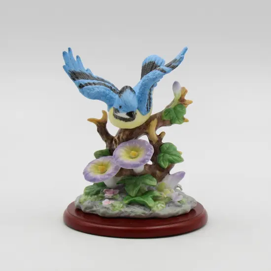Ceramic Bluejay Bird with Morning Glory Flower Figurine, Home D&eacute;cor, Gift for Her, Gift for Mom, Kitchen D&eacute;cor, Birdwatcher Gift {5}