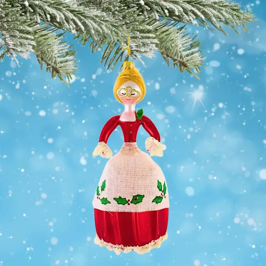 Italian Ornaments 6.0 Inch Mrs. Claus' Christmas Countdown Christmas Tree Ornament , Christmas Decor Italian Glass Ornament Red {4}