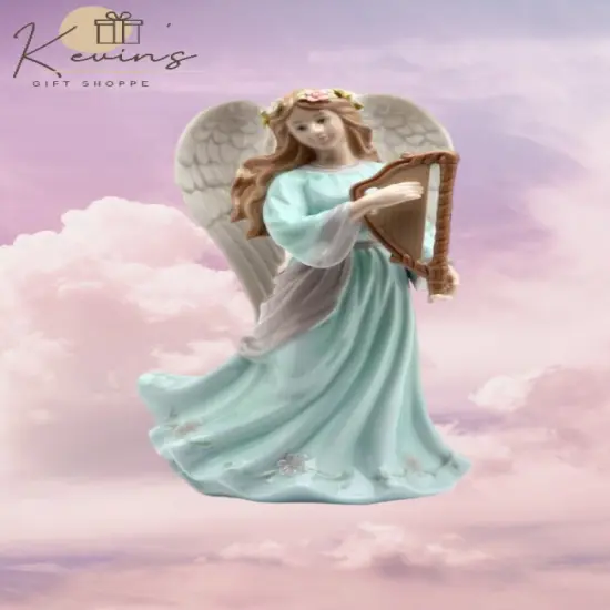 Ceramic Angel Playing Harp Music Box, Home D&eacute;cor, Religious D&eacute;cor, Religious Gift, Church D&eacute;cor, Baptism Gift {1}