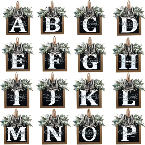 Last Name Year Round Front Door Wreath Front Porch Decoration 26 Letter {5}