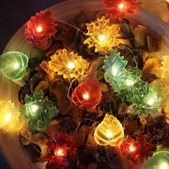 Fall Leaf String Lights Maple Oak Leaf Garland {2}