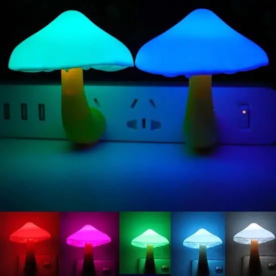 2 Pack LED Night Light Plug in Lamp 7-Color Changing {1}