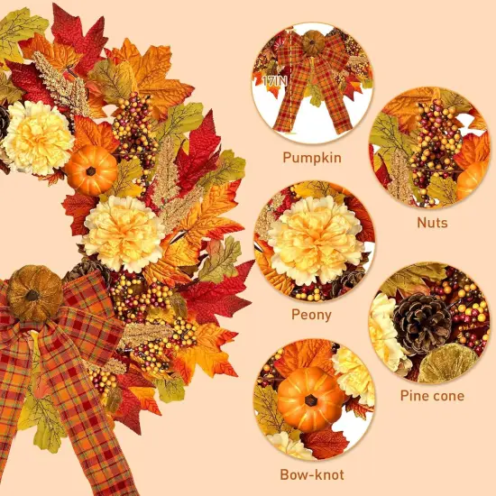 24 Inch Fall Wreaths - Orange {3}