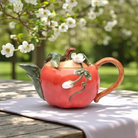 Ceramic Apple Teapot, Gift for Her, Gift for Mom, Tea Party D&eacute;cor, Caf&eacute; D&eacute;cor, Farmhouse D&eacute;cor {1}