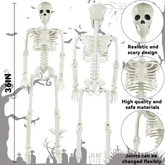 2 Pack 36'' Halloween Skeleton Decorations - 3ft {2}
