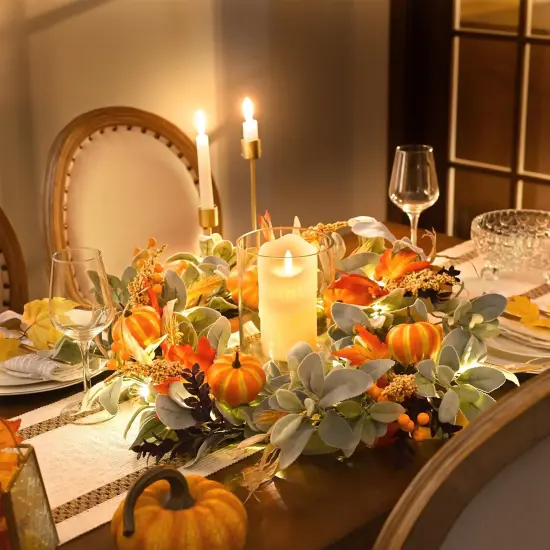 24'' Collapsible Fall Wreaths with Lights {3}