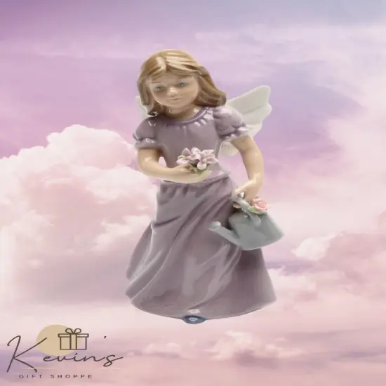 Ceramic Angel In Lavender Dress Figurine, Home D&eacute;cor, Religious D&eacute;cor, Religious Gift, Church D&eacute;cor, Baptism Gift {1}
