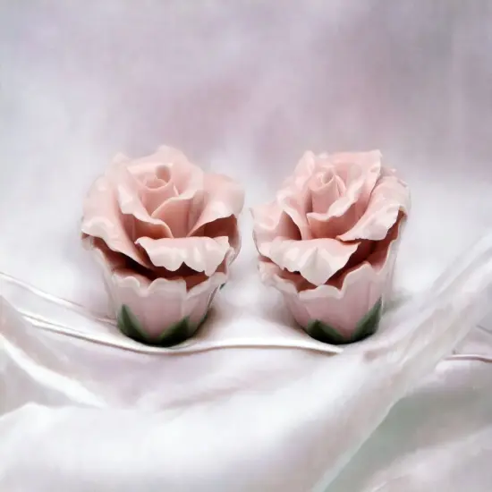 Handcrafted Ceramic Pink Rose Salt and Pepper Shakers, Home D&eacute;cor, Gift for Her, Gift for Mom, Kitchen D&eacute;cor, Wedding Decor {3}