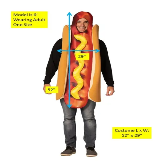 Hot Dog Grilled in Bun Ultimate Halloween Costume, Adult One Size & Plus Size {5}