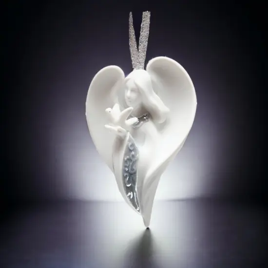Ceramic Angel With Peace Dove Ornament, Home D&eacute;cor, Religious D&eacute;cor, Religious Gift, Church D&eacute;cor, Baptism Gift, Christmas Decor {3}