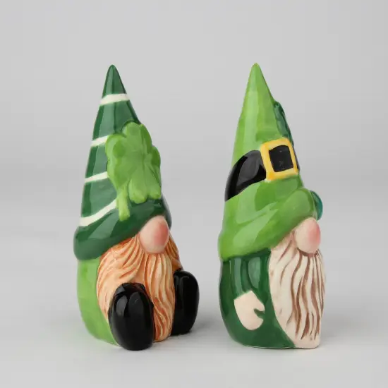 Ceramic Irish Gnomes Salt and Pepper Shakers, Fairy Garden D&eacute;cor, Gift for Her, Gift for Mom, Kitchen D&eacute;cor, Irish Saint Patrick&rsquo;s Day D&eacute;cor {4}