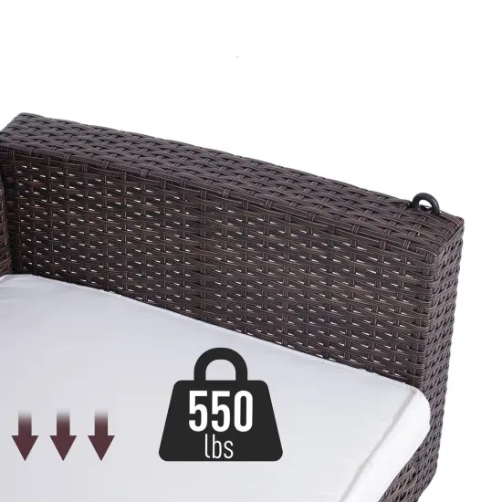 Espresso Wicker Porch Swing 7ft with Hanging Chain and Cushion {4}