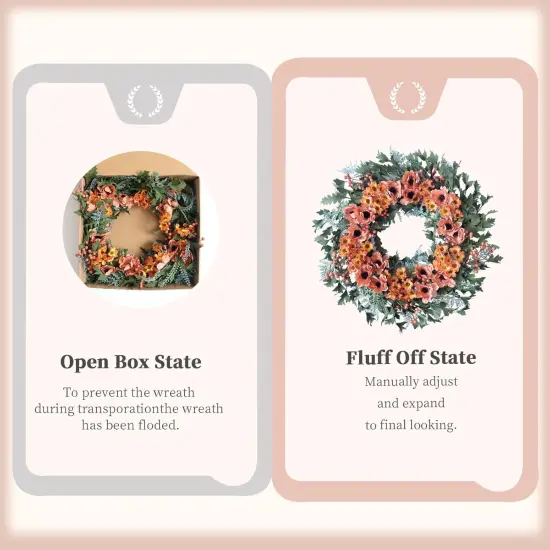 20 Inch Artificial Fall Autumn Wreaths with Leaves {4}