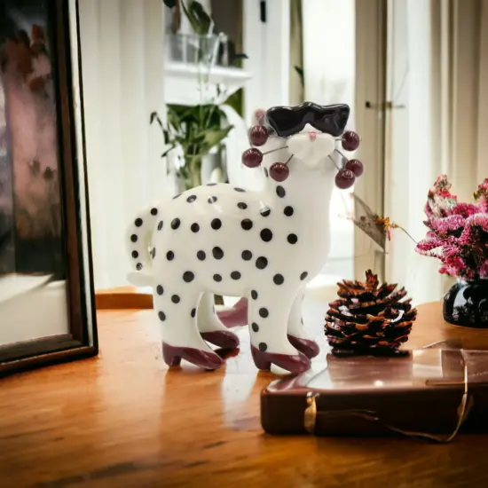Ceramic Whiskers Dotted Cat With Sun Glasses Figurine, Home D&eacute;cor, Gift for Her, Gift for Mom, Kitchen D&eacute;cor, Cat Lovers Gift, Pet Loss Gift {2}