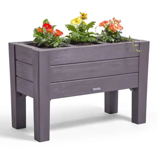 26-Inch Garden Bed with Faux Wood Look and Removable Planter Trays {1}