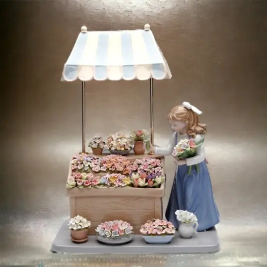 Hand Crafted Ceramic Girl Flower Shop Centerpiece Figurine, Home D&eacute;cor, Gift for Her, Gift for Mom, Spring D&eacute;cor {2}