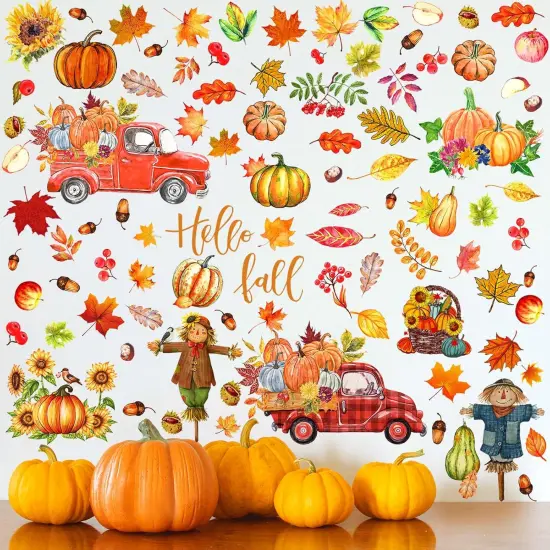 6 Sheets Thanksgiving Fall Wall Sticker Decorations (Scarecrow) {3}