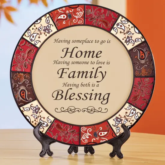 Collections Etc Intricately Detailed Blessing Plate with Easel {1}