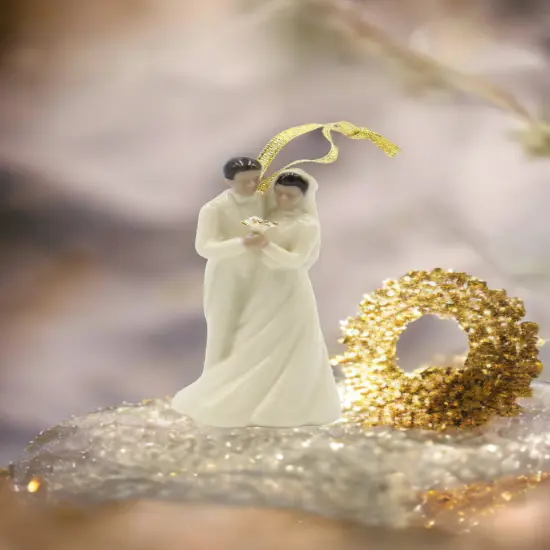 Ceramic African American Wedding Couple Ornament, Wedding Décor or Gift, Wedding Favor, Anniversary Décor or Gift {1}