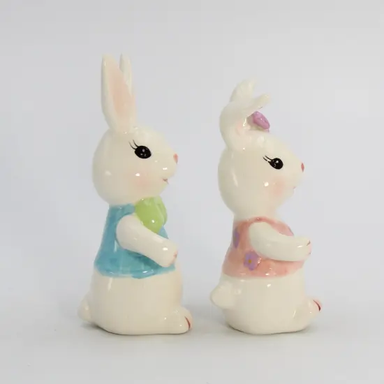 Ceramic Easter Bunny Rabbit Dancing Couple Salt and Pepper Shakers, Home D&eacute;cor, Gift for Her, Gift for Mom, Kitchen D&eacute;cor, Spring D&eacute;cor {6}